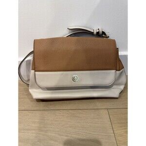 Anne Klein Crossbody Strap Shoulder Bag Brown And White Top Handle Purse
